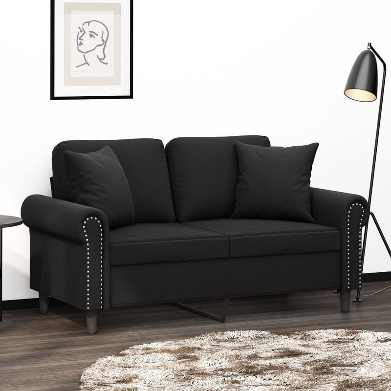 Casa si Gradina - Mobilier - Canapele si coltare - Canapele - Canapea cu 2 locuri cu pernute, negru, 120 cm, catifea - Infinity.ro