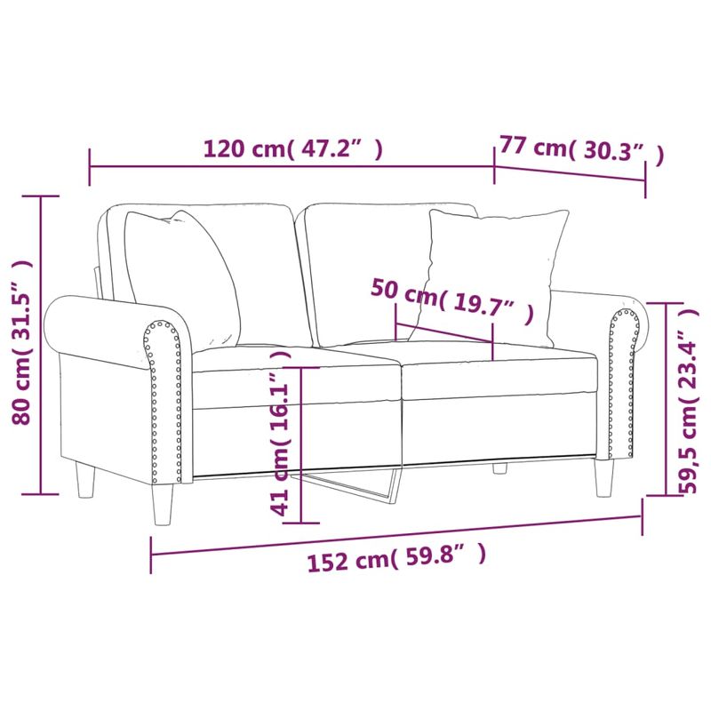 Casa si Gradina - Mobilier - Canapele si coltare - Canapele - Canapea cu 2 locuri cu pernute, negru, 120 cm, catifea - Infinity.ro