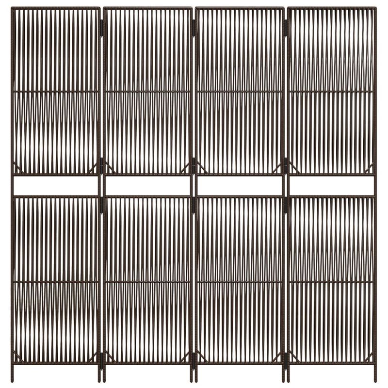 Casa si Gradina - Decoratiuni - Pereti despartitori si paravane - Separator de camera cu 4 panouri, maro, poliratan, model țesătură cu linii, mărime 196x200 cm - Infinity.ro