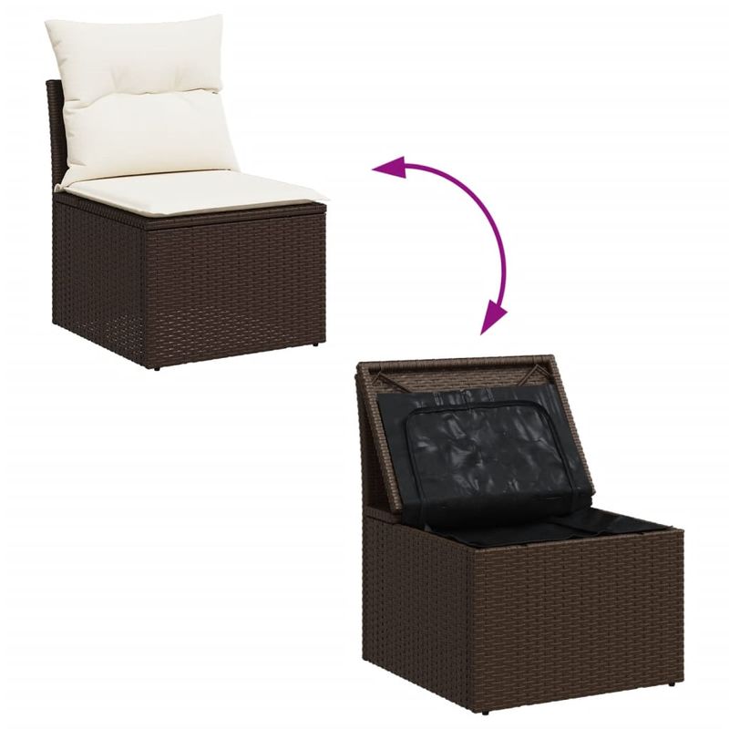 Casa si Gradina - Gradina si terasa - Mobilier exterior - Canapele si fotolii gradina - Canapea de gradina fara cotiere, cu perne, maro, poliratan - Infinity.ro