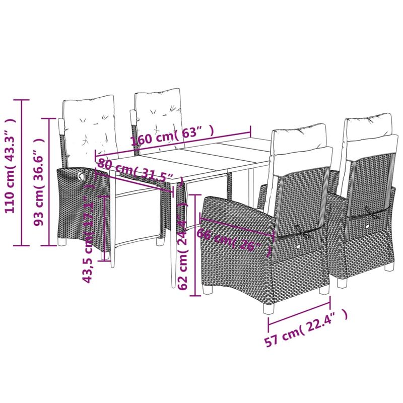 Casa si Gradina - Gradina si terasa - Mobilier exterior - Seturi mobila gradina - Set mobilier de gradina cu perne, 5 piese, gri, poliratan - Infinity.ro