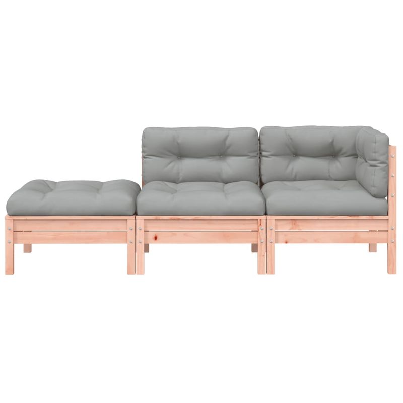Casa si Gradina - Gradina si terasa - Mobilier exterior - Canapele si fotolii gradina - Canapea de gradina cu perne și taburet, 2 locuri, douglas natural, model canapea cu 3 locuri - Infinity.ro