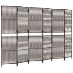 Casa si Gradina - Decoratiuni - Pereti despartitori si paravane - Separator de camera cu 6 panouri, maro, poliratan, model țesătură cu linii, mărime 294x180 cm - Infinity.ro