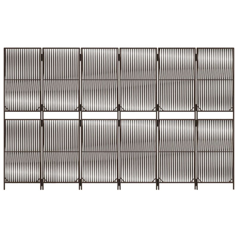 Casa si Gradina - Decoratiuni - Pereti despartitori si paravane - Separator de camera cu 6 panouri, maro, poliratan, model țesătură cu linii, mărime 294x180 cm - Infinity.ro