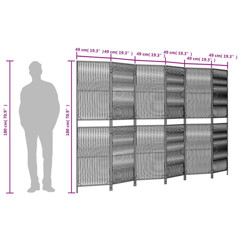 Casa si Gradina - Decoratiuni - Pereti despartitori si paravane - Separator de camera cu 6 panouri, maro, poliratan, model țesătură cu linii, mărime 294x180 cm - Infinity.ro
