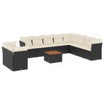 Casa si Gradina - Gradina si terasa - Mobilier exterior - Seturi mobila gradina - Set canapele de gradina cu perne, 11 piese, negru, poliratan - Infinity.ro