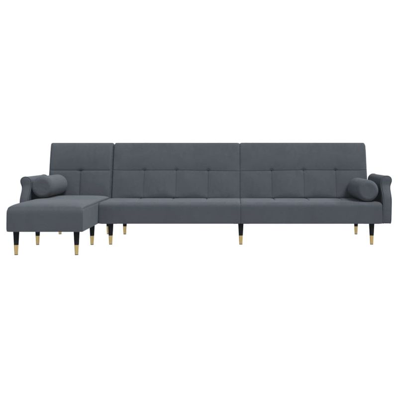 Casa si Gradina - Mobilier - Canapele si coltare - Canapele - Canapea extensibila in forma de L gri 271x140x70 cm catifea - Infinity.ro