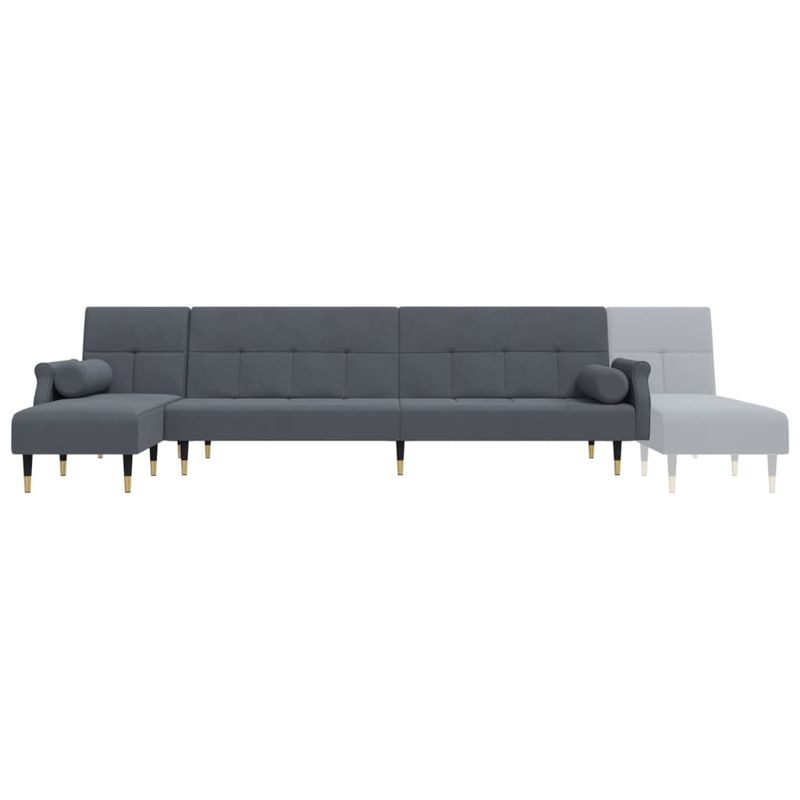 Casa si Gradina - Mobilier - Canapele si coltare - Canapele - Canapea extensibila in forma de L gri 271x140x70 cm catifea - Infinity.ro