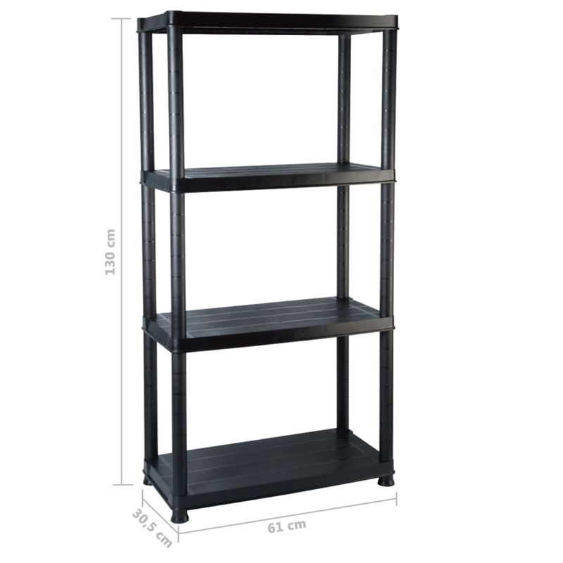 Casa si Gradina - Mobilier - Biblioteci si rafturi - Rafturi - Raft de depozitare cu 4 polite, negru, 61x30,5x130 cm, plastic - Infinity.ro