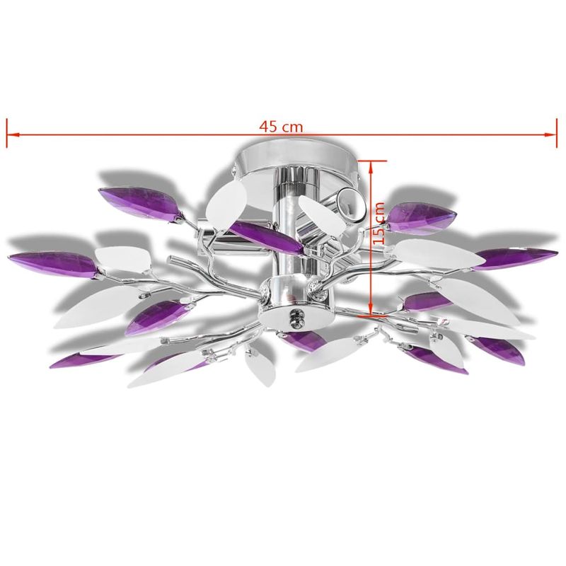 Casa si Gradina - Corpuri si surse de iluminat - Lustre si pendule - Lustra cu frunze cristal acrilic, alb/violet, pentru 3 becuri E14 - Infinity.ro