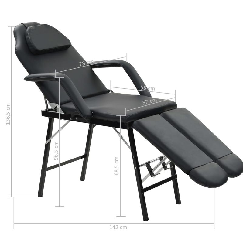 Ingrijire personala si Cosmetice - Sanatate si wellness - Articole wellness - Fotolii de masaj - Scaun tratament facial, piele artificiala, 185x78x76 cm, negru - Infinity.ro
