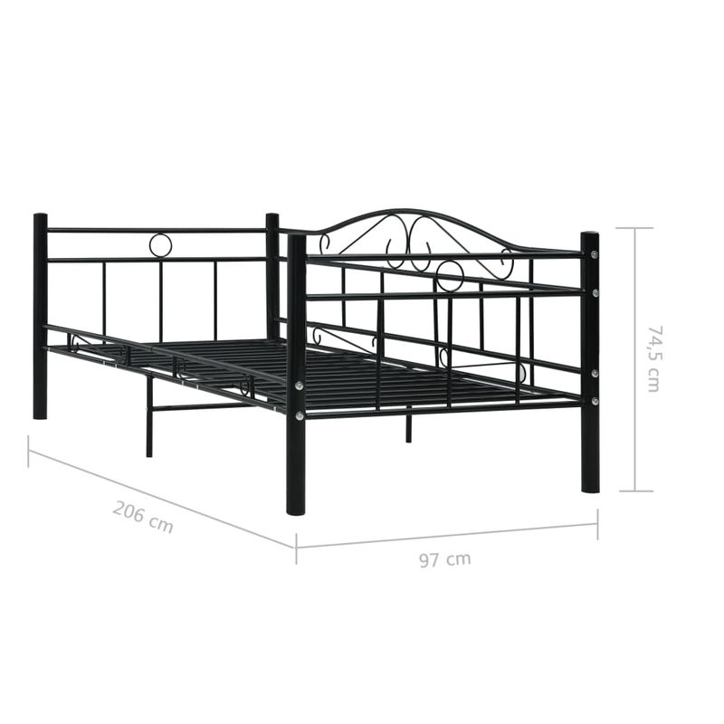 Casa si Gradina - Mobilier - Paturi si accesorii - Paturi - Cadru pat de zi, negru, 90x200 cm, metal - Infinity.ro