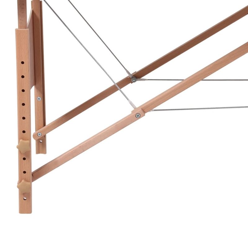 Ingrijire personala si Cosmetice - Sanatate si wellness - Articole wellness - Fotolii de masaj - Masa de masaj pliabila, 4 zone, alb crem, cadru din lemn - Infinity.ro