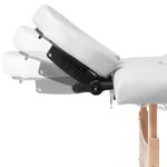 Ingrijire personala si Cosmetice - Sanatate si wellness - Articole wellness - Fotolii de masaj - Masa de masaj pliabila, 4 zone, alb crem, cadru din lemn - Infinity.ro