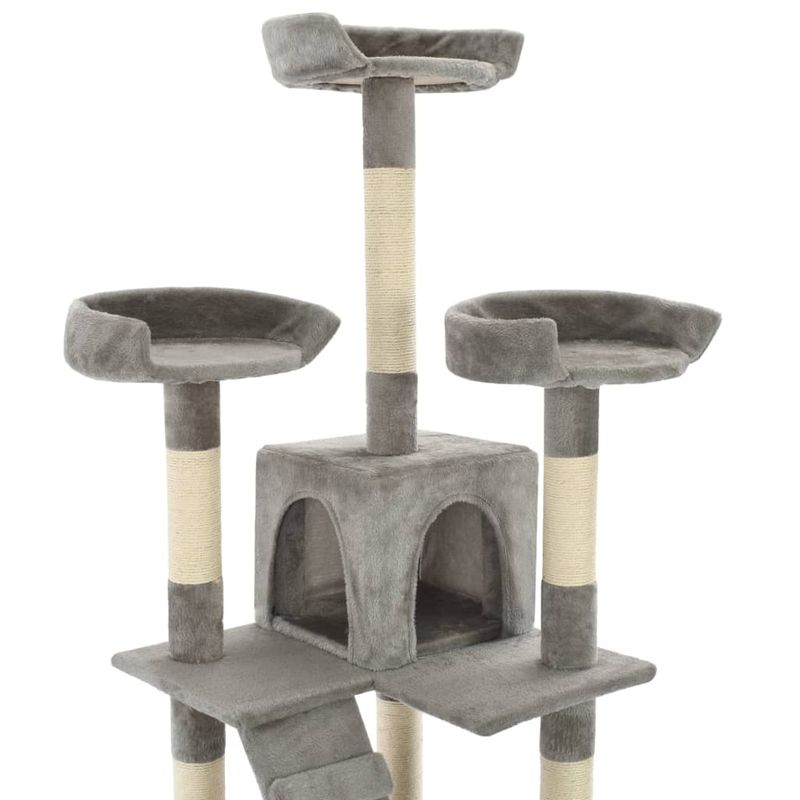 Petshop - Accesorii petshop - Jucarii animale - Ansambluri de joaca - Ansamblu pentru pisici cu stalpi funie sisal, 170 cm, gri - Infinity.ro