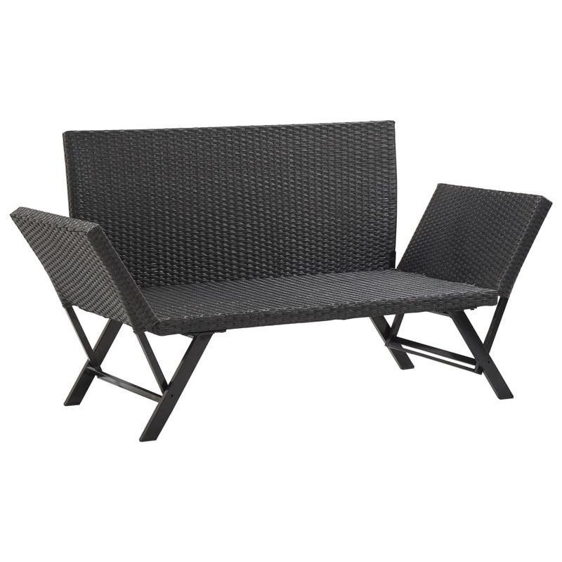 Casa si Gradina - Gradina si terasa - Mobilier exterior - Bancute de gradina - Banca de gradina cu perne, negru, 176 cm, poliratan - Infinity.ro