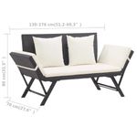 Casa si Gradina - Gradina si terasa - Mobilier exterior - Bancute de gradina - Banca de gradina cu perne, negru, 176 cm, poliratan - Infinity.ro