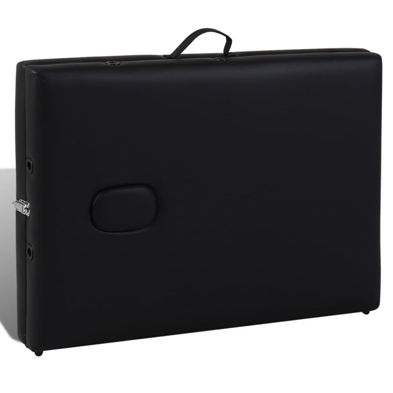 Ingrijire personala si Cosmetice - Sanatate si wellness - Articole wellness - Fotolii de masaj - Masa masaj pliabila, 2 zone, negru, cadru din lemn - Infinity.ro