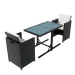 Casa si Gradina - Gradina si terasa - Mobilier exterior - Seturi mobila gradina - Set bistro cu perne, 3 piese, negru, poliratan - Infinity.ro
