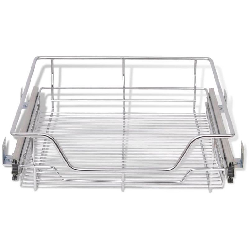 Casa si Gradina - Bucatarie si vesela - Organizare si depozitare bucatarie - Suporturi tacamuri si vase - Cos din sarma retractabil, 2 buc., argintiu, 500 mm - Infinity.ro