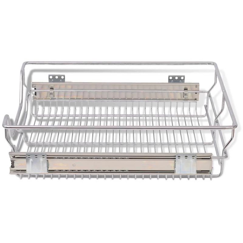 Casa si Gradina - Bucatarie si vesela - Organizare si depozitare bucatarie - Suporturi tacamuri si vase - Cos din sarma retractabil, 2 buc., argintiu, 500 mm - Infinity.ro