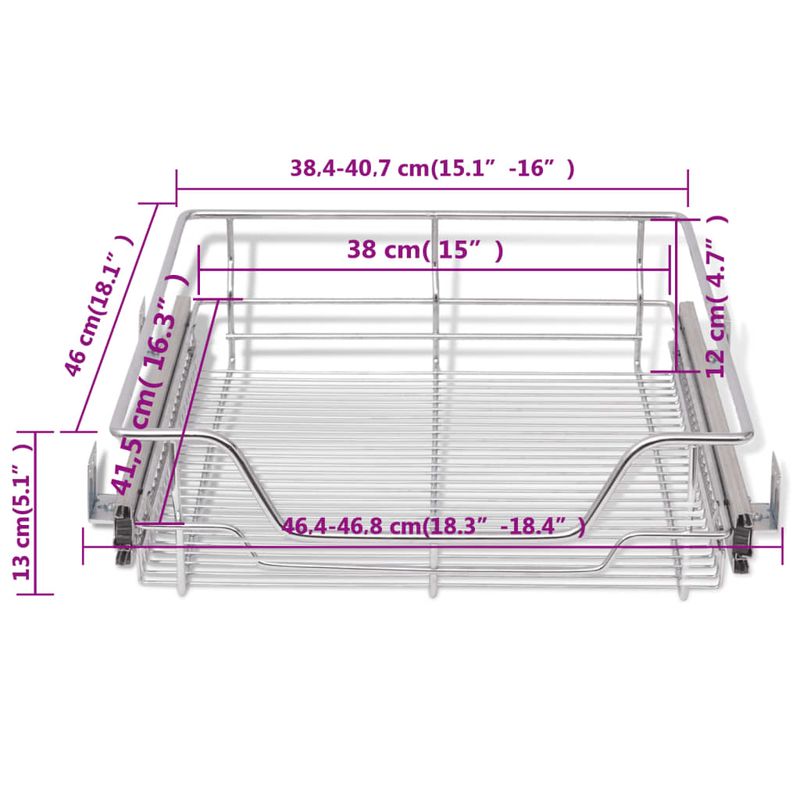 Casa si Gradina - Bucatarie si vesela - Organizare si depozitare bucatarie - Suporturi tacamuri si vase - Cos din sarma retractabil, 2 buc., argintiu, 500 mm - Infinity.ro