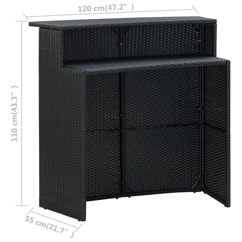 Casa si Gradina - Gradina si terasa - Mobilier exterior - Seturi mobila gradina - Set mobilier bar de gradina cu perne, 3 piese, negru - Infinity.ro