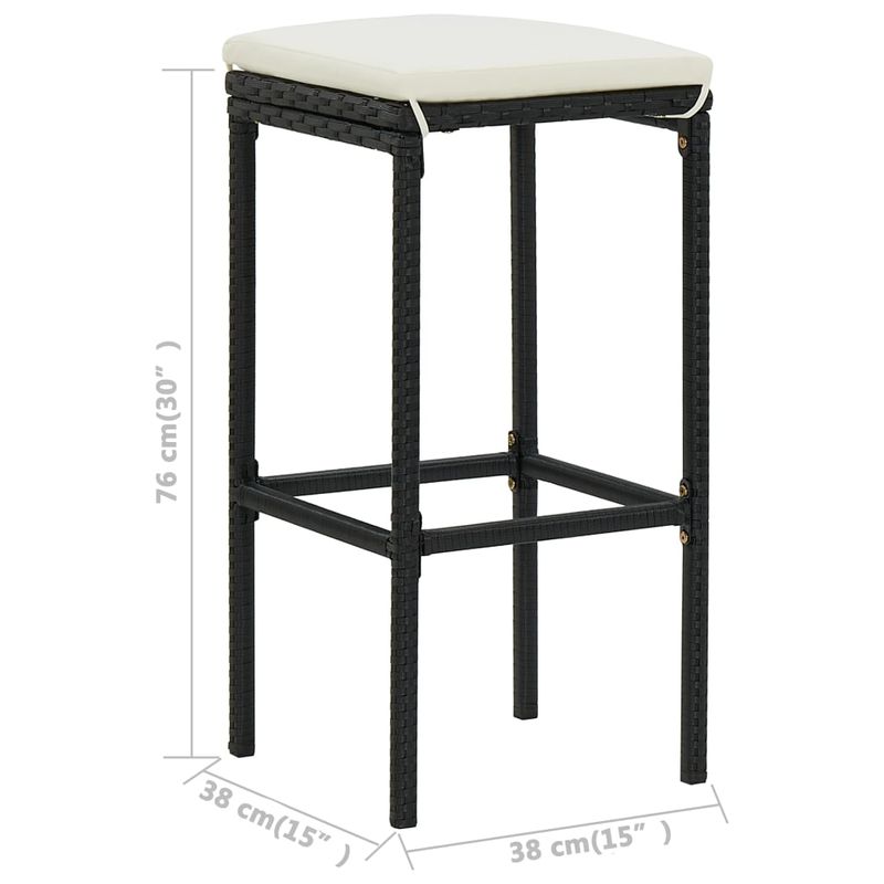 Casa si Gradina - Gradina si terasa - Mobilier exterior - Seturi mobila gradina - Set mobilier bar de gradina cu perne, 3 piese, negru - Infinity.ro