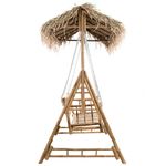 Casa si Gradina - Gradina si terasa - Balansoare si hamace - Balansoare - Balansoar 2 locuri, frunze de palmier și pernă, 202 cm, bambus, bej - Infinity.ro
