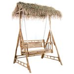 Casa si Gradina - Gradina si terasa - Balansoare si hamace - Balansoare - Balansoar 2 locuri, frunze de palmier și pernă, 202 cm, bambus, roșu - Infinity.ro