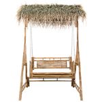 Casa si Gradina - Gradina si terasa - Balansoare si hamace - Balansoare - Balansoar 2 locuri, frunze de palmier și pernă, 202 cm, bambus, roșu - Infinity.ro