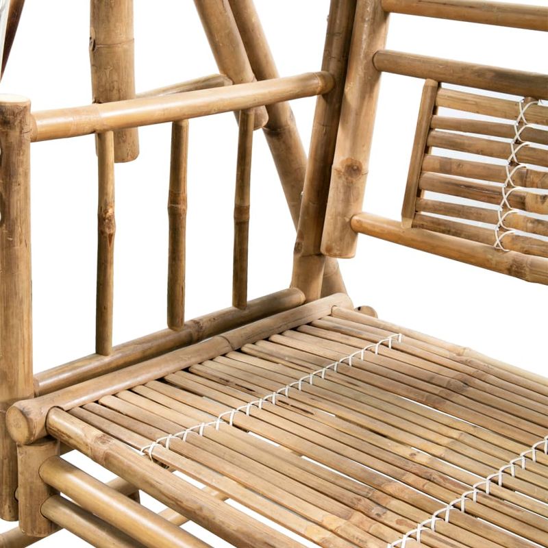 Casa si Gradina - Gradina si terasa - Balansoare si hamace - Balansoare - Balansoar 2 locuri, frunze de palmier și pernă, 202 cm, bambus, roșu - Infinity.ro