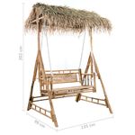 Casa si Gradina - Gradina si terasa - Balansoare si hamace - Balansoare - Balansoar 2 locuri, frunze de palmier și pernă, 202 cm, bambus, roșu - Infinity.ro