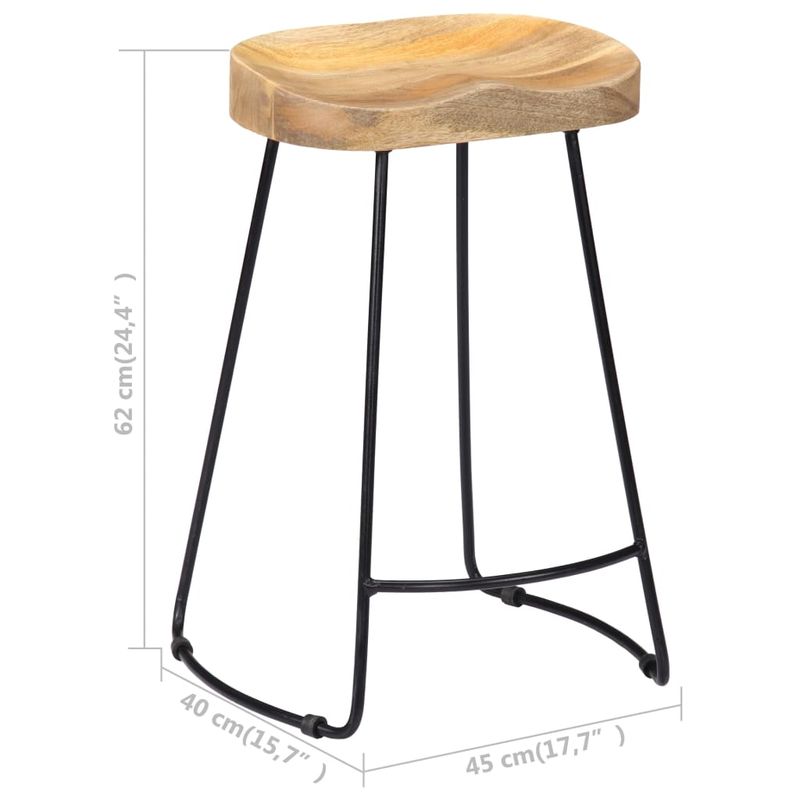 Casa si Gradina - Mobilier - Scaune si fotolii - Scaune - Scaune de bar Gavin, 2 buc., lemn masiv de mango, maro deschis, mărime 45x40x62 cm - Infinity.ro