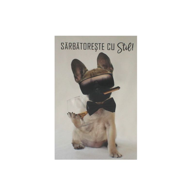 Market - Cadouri - Felicitari - Felicitare cu mesaj haios Celebrating dog - Infinity.ro