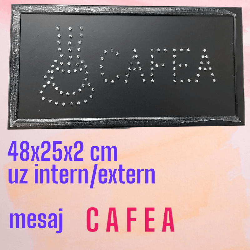 Carti si Birotica - Birotica - Accesorii de birou - Table si clipboard-uri - Panou afisaj, 48x25 cm, mesaj CAFEA, uz intern/extern, negru - Infinity.ro