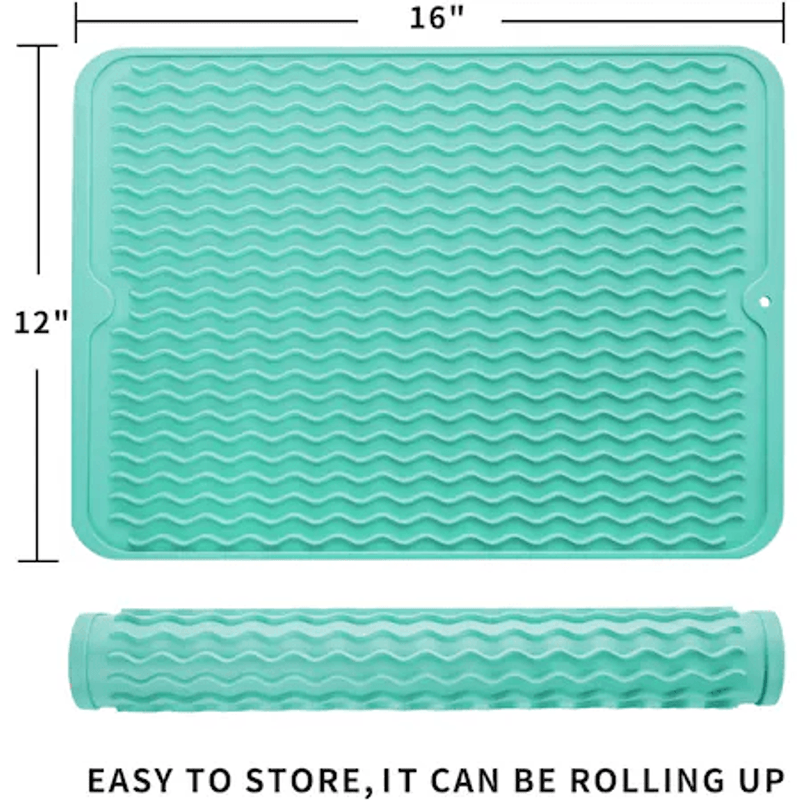 Casa si Gradina - Bucatarie si vesela - Organizare si depozitare bucatarie - Scurgator vase - Scurgator pentru vase mare din silicon rezistent la caldura, verde - Infinity.ro