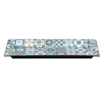 Casa si Gradina - Bucatarie si vesela - Ustensile bucatarie - Tavi servire - Platou Decorativ din Plastic Dreptunghiular Tiles Albastru 36x17x2.5cm ABYZ - Infinity.ro
