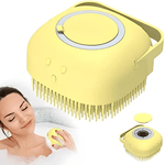 Ingrijire personala si Cosmetice - Ingrijire personala - Ingrijire corp - Bureti de baie - Burete din silicon moale pentru curatarea corpului, cu rezervor de sampon, gel de dus, 8,5 x 8 x 5,5 cm culoare galben - Infinity.ro