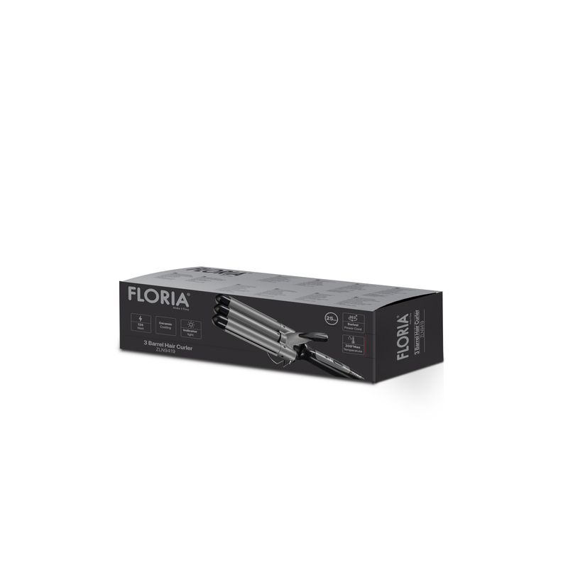 Ingrijire personala si Cosmetice - Aparate & accesorii ingrijire personala - Hair styling - Ondulatoare - Ondulator de par Floria ZLN9419 cu 3 elementi, temperatura maxima de 200 grade, 98W, Negru - Infinity.ro