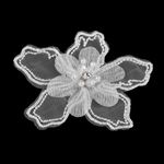 Casa si Gradina - Decoratiuni - DIY - Articole mercerie - Floare textila cu margele pentru decorare haine, diametru 8 cm, Alb - Infinity.ro