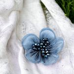 Casa si Gradina - Decoratiuni - DIY - Articole mercerie - Floare din organza cu margele pentru cusut sau lipit pe haine, diametru 4.5 cm, Albastru - Infinity.ro