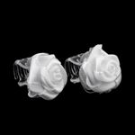 Fashion, accesorii si bijuterii - Copii - Accesorii copii - Accesorii pentru par copii - Set 2 clesti pentru par Crisalida, diametru 15 mm, Trandafiri albi - Infinity.ro