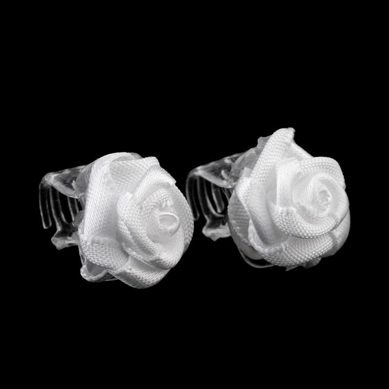 Fashion, accesorii si bijuterii - Copii - Accesorii copii - Accesorii pentru par copii - Set 2 clesti pentru par Crisalida, diametru 15 mm, Trandafiri albi - Infinity.ro