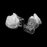 Fashion, accesorii si bijuterii - Copii - Accesorii copii - Accesorii pentru par copii - Set 2 clesti pentru par Crisalida, diametru 15 mm, Trandafiri albi - Infinity.ro