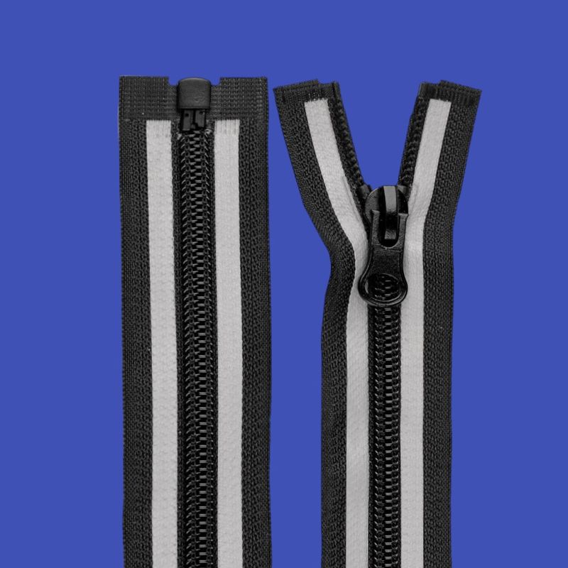 Casa si Gradina - Decoratiuni - DIY - Articole mercerie - Fermoar spiralat detasabil reflectorizant Crisalida, nr. 5, lungime 75 cm, Negru - Infinity.ro