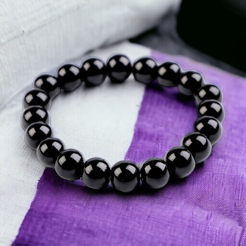 Fashion, accesorii si bijuterii - Femei - Bijuterii femei - Bratari femei - Bratara elastica din perle de sticla Crisalida, lungime 21 cm, Negru - Infinity.ro