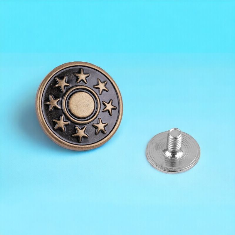 Casa si Gradina - Decoratiuni - DIY - Articole mercerie - Set 5 nasturi metalici pentru blugi cu filet Crisalida, diametru 17 mm, Alama antica - Infinity.ro