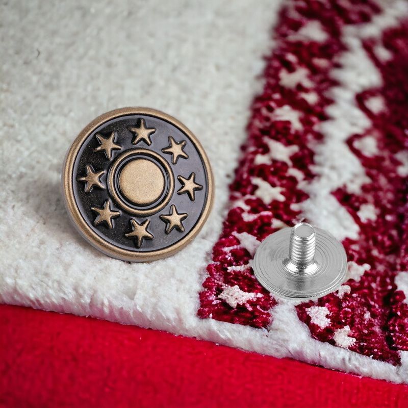 Casa si Gradina - Decoratiuni - DIY - Articole mercerie - Set 5 nasturi metalici pentru blugi cu filet Crisalida, diametru 17 mm, Alama antica - Infinity.ro