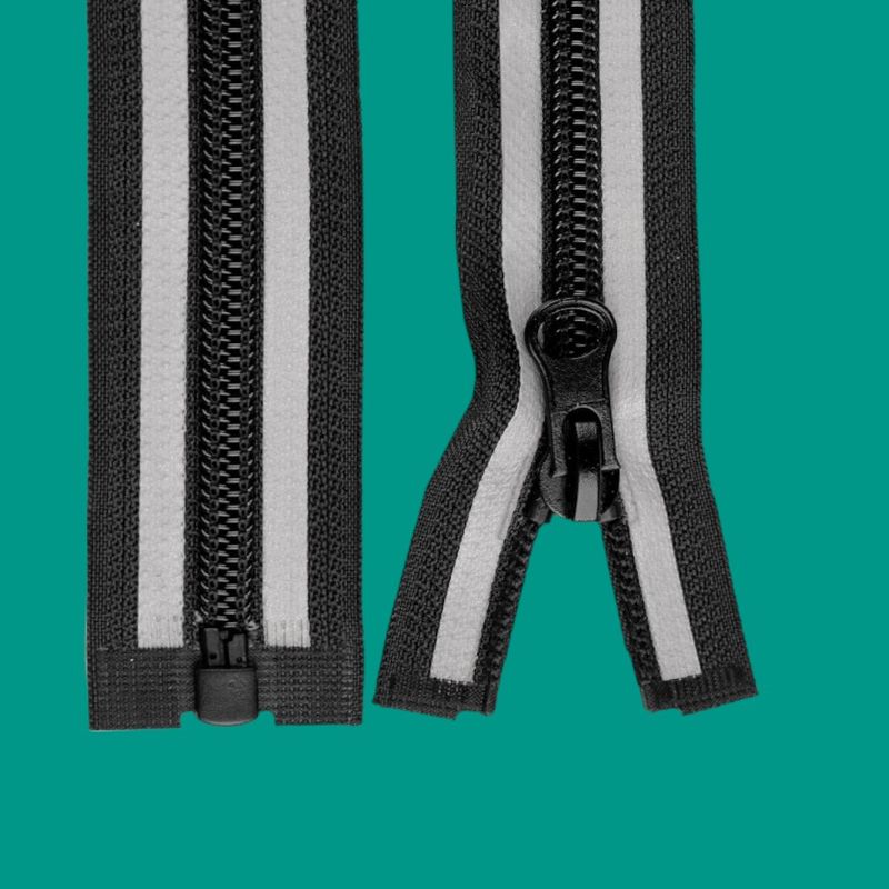 Casa si Gradina - Decoratiuni - DIY - Articole mercerie - Fermoar spiralat detasabil reflectorizant Crisalida, nr. 5, lungime 75 cm, Negru - Infinity.ro